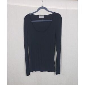 MODERN CITIZEN Black Top Shirt Blouse L Casual Lightweight Basic Minimalist